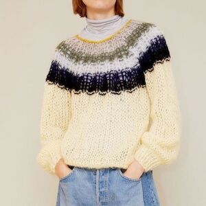 Maiami gradient mohair knit pleated sweater woven Multicolor garmentory M cream